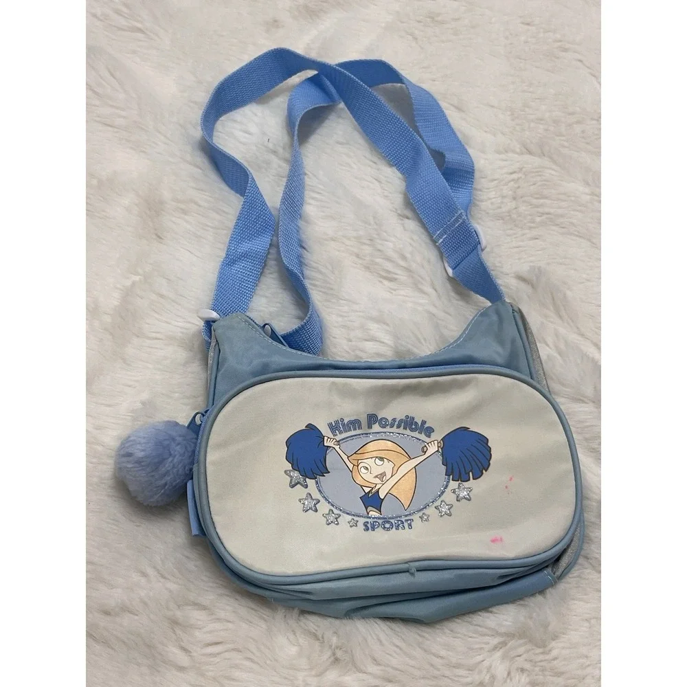 Vintage Kim Possible Purse (spot) Light Blue Cheerleader Pom Pom Nylon